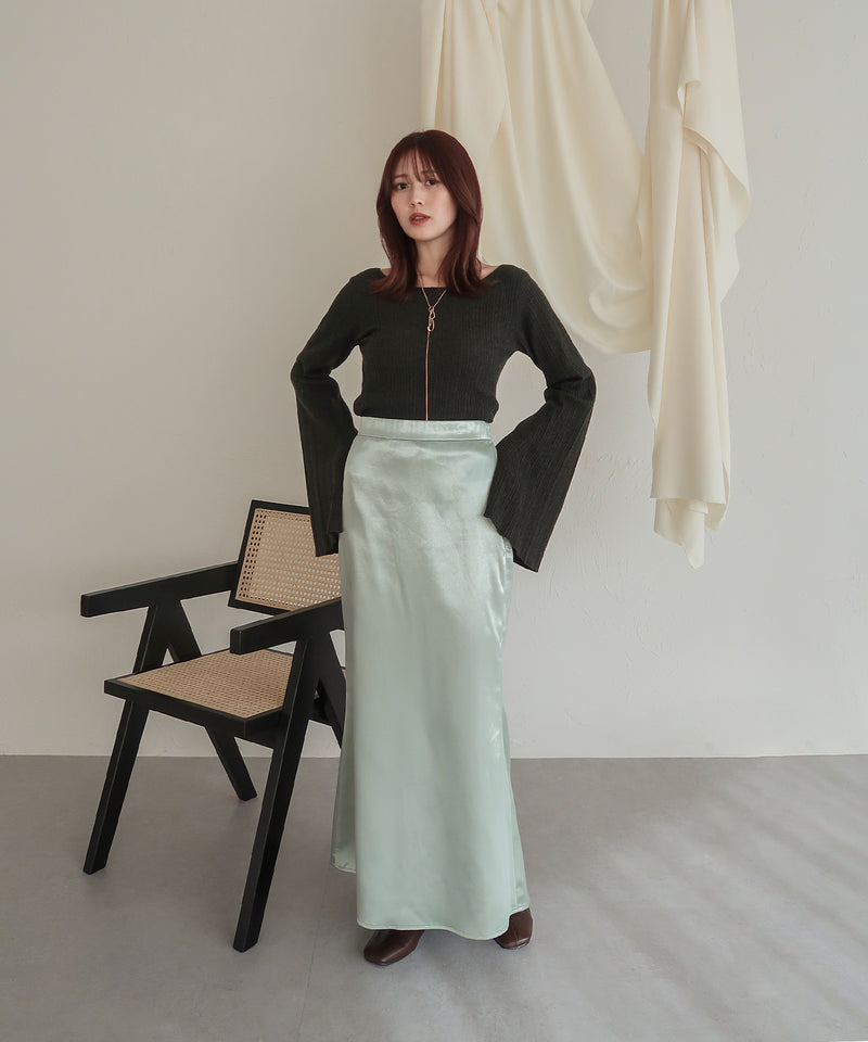 flare sleeve rib knit / フレアスリーブリブニット