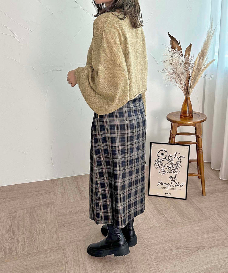 WRAP SKIRT/ラップ風チェックスカート