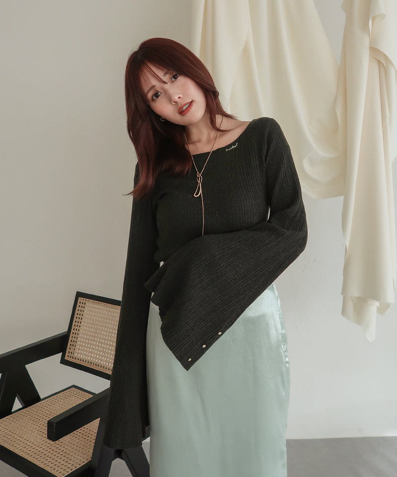 flare sleeve rib knit / フレアスリーブリブニット