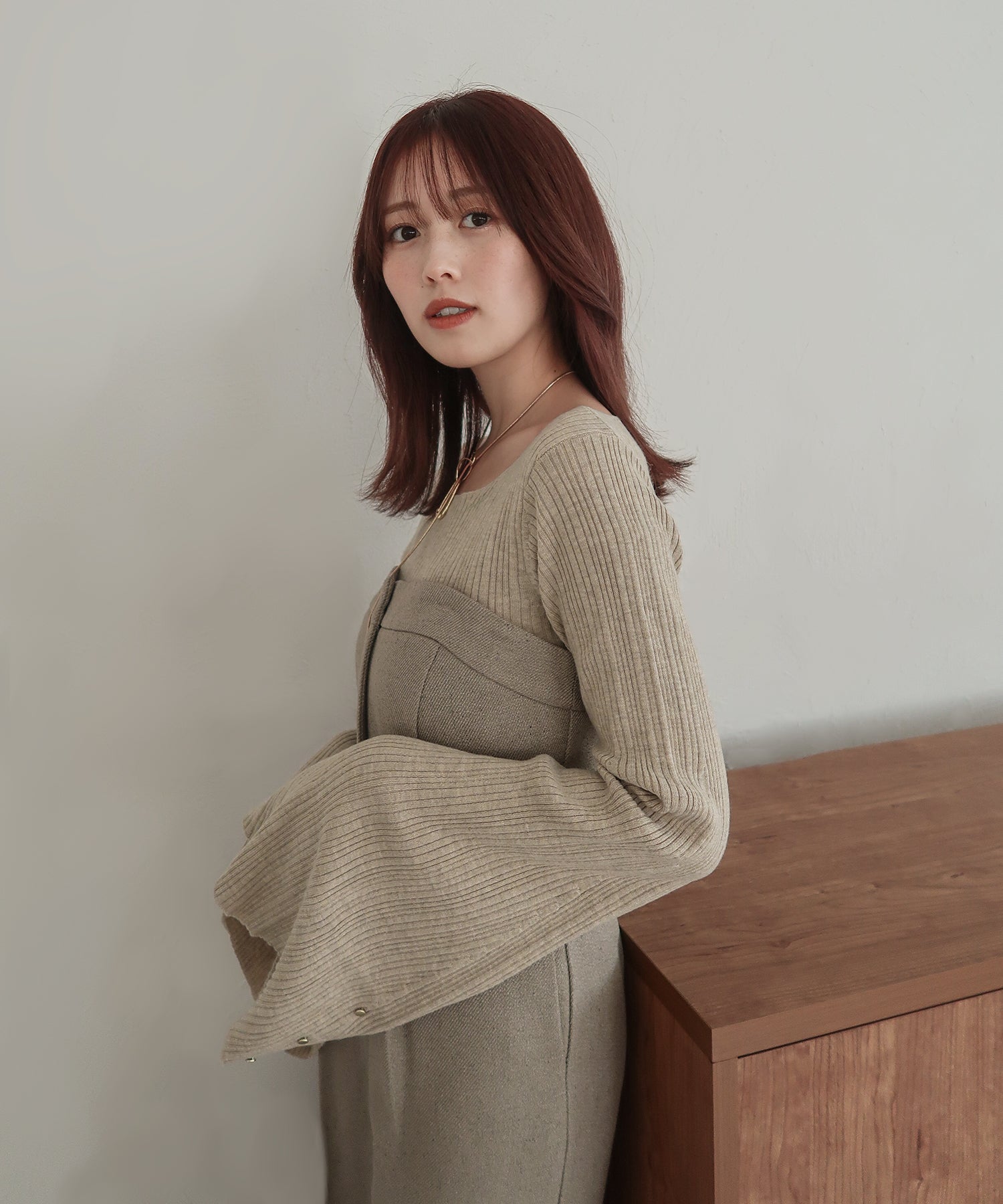 flare sleeve rib knit / フレアスリーブリブニット
