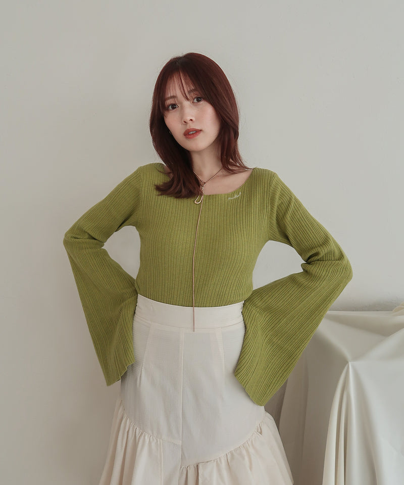 flare sleeve rib knit / フレアスリーブリブニット