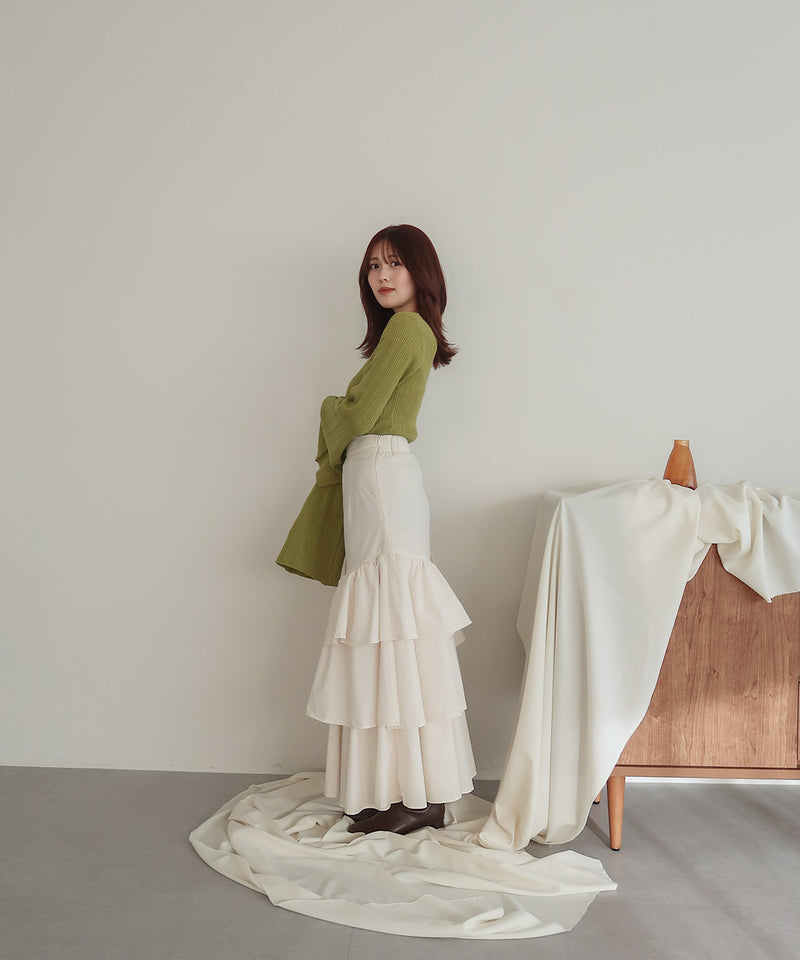 flare sleeve rib knit / フレアスリーブリブニット – favclo.