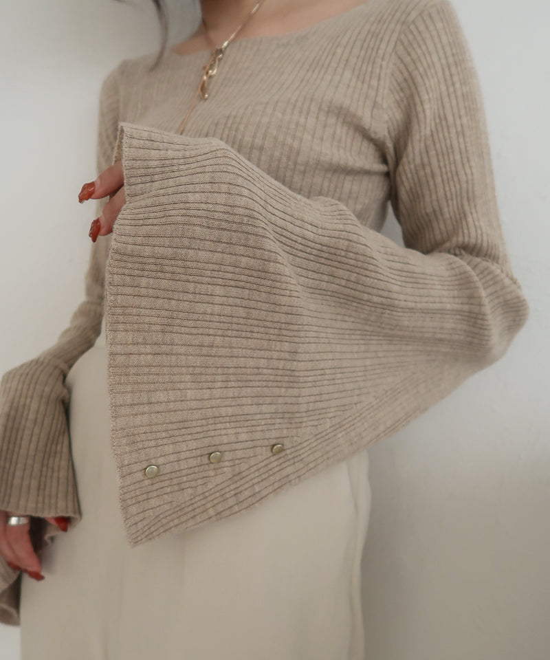 flare sleeve rib knit / フレアスリーブリブニット