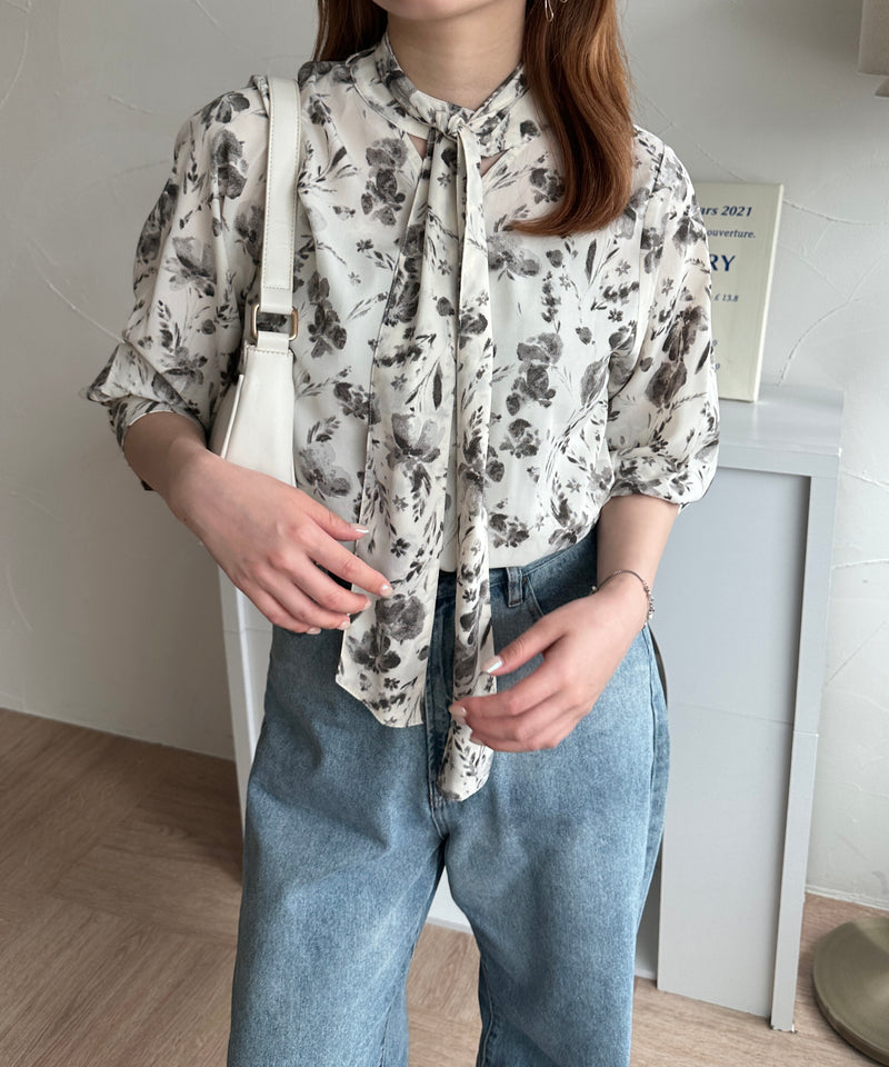 RIBBON TIE BLOUSE/ボウタイ取り外しブラウス