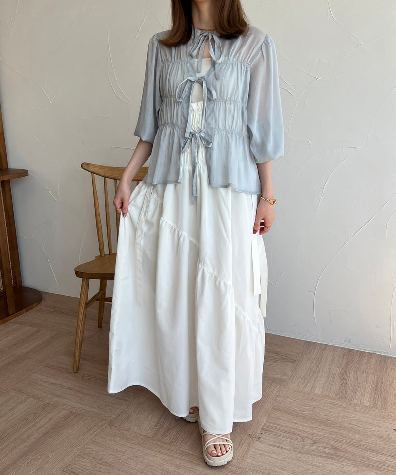 2WAY SHIRRING ONEPIECE /  2WAY シャーリング肩リボンワンピ