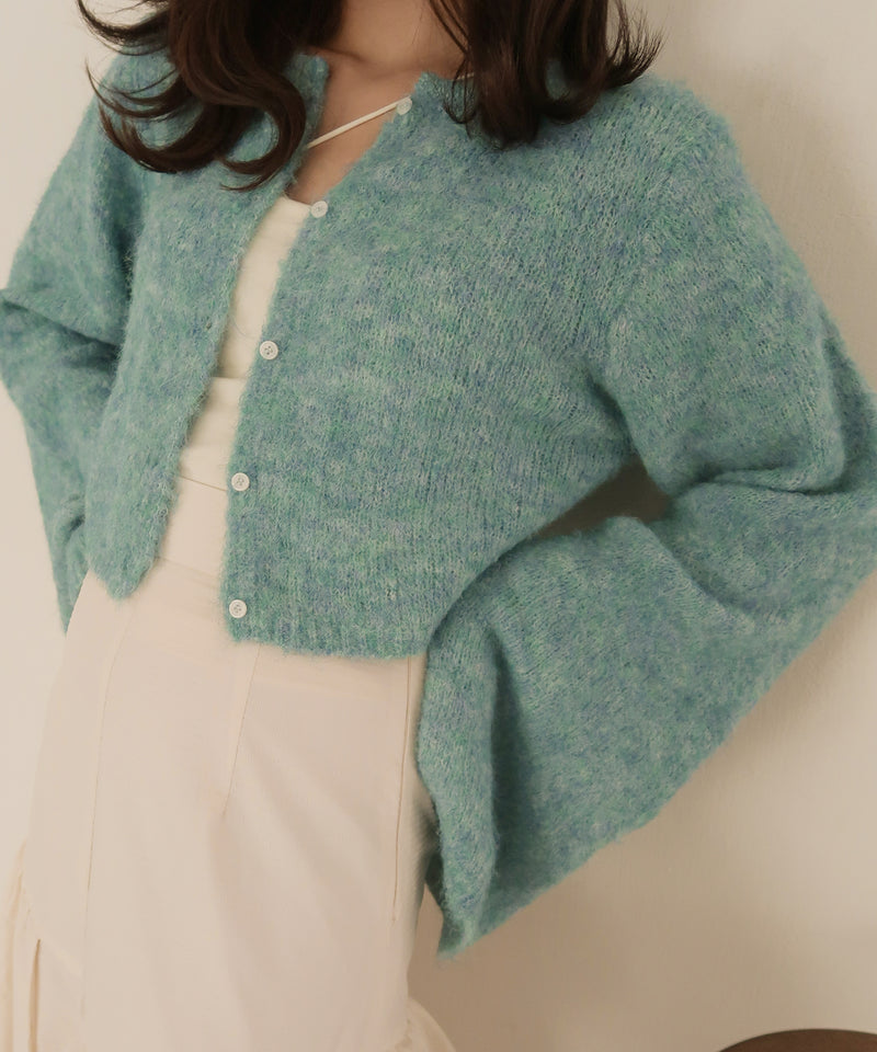 shaggyshort cardigan × cami set midealシャギーニットカーディガン