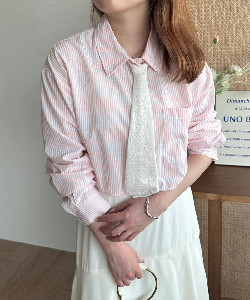 CROPPED TIE SHIRT/アソートネクタイ付きクロップドシャツ