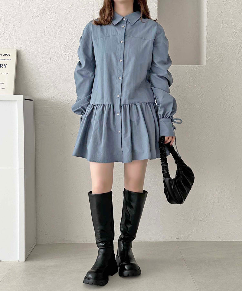 【TIME SALE】VOLUME SLEEVE DRESS/ボリューム袖ティアードワンピ