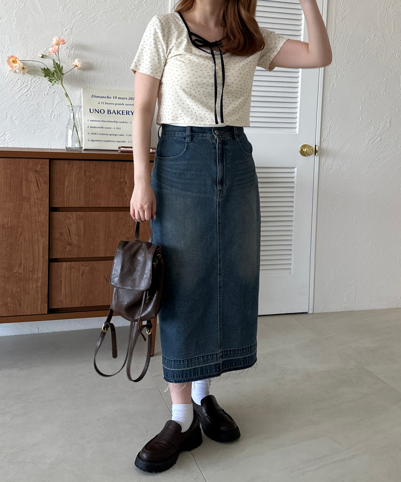 BACK SLIT DENIM SKIRT/バックスリットデニムスカート