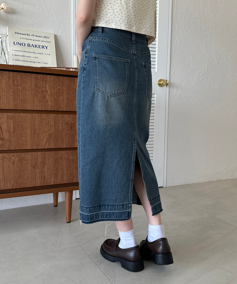 BACK SLIT DENIM SKIRT/バックスリットデニムスカート