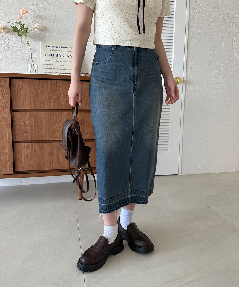 BACK SLIT DENIM SKIRT/バックスリットデニムスカート