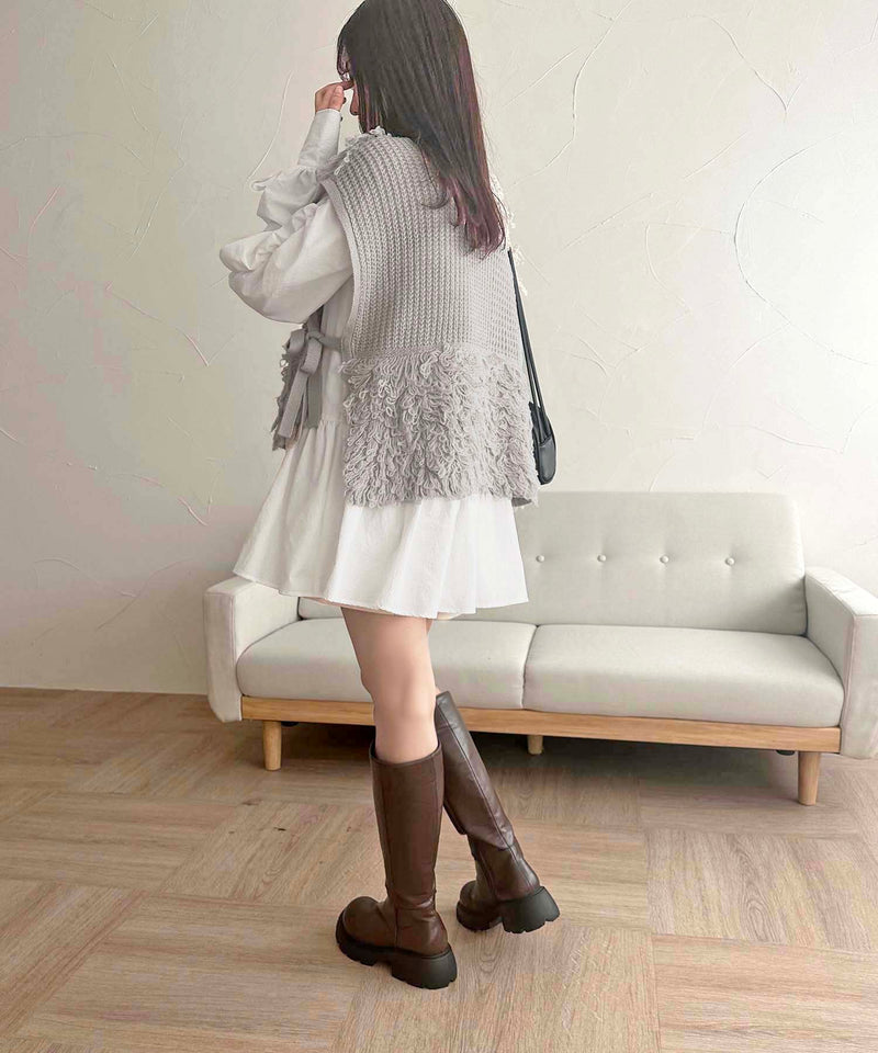 【TIME SALE】VOLUME SLEEVE DRESS/ボリューム袖ティアードワンピ