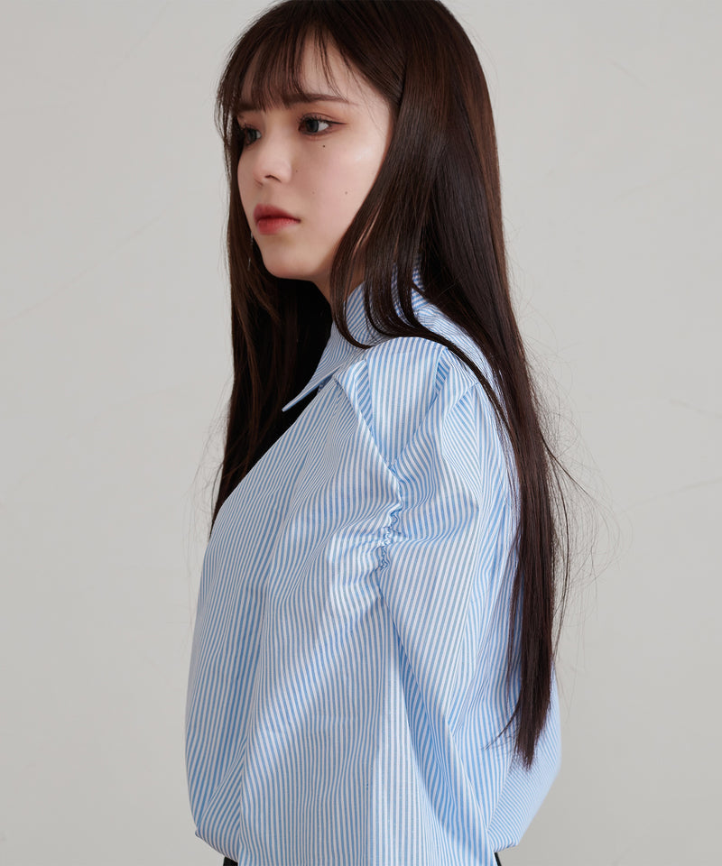【by KANU】Shoulder Design Stripe shirt