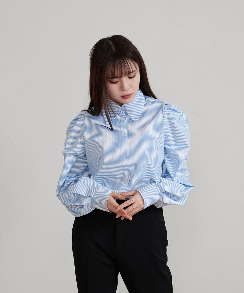 【by KANU】Shoulder Design Stripe shirt