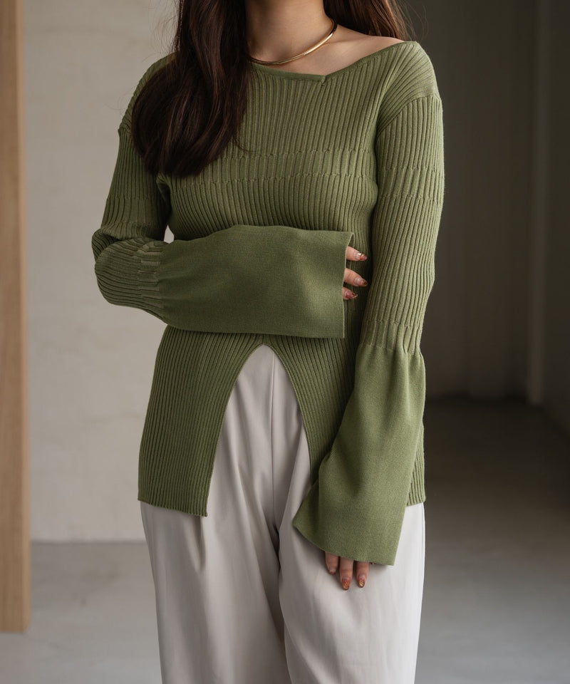 ASYMMETRY RIB KNIT / アシメランダムリブニット