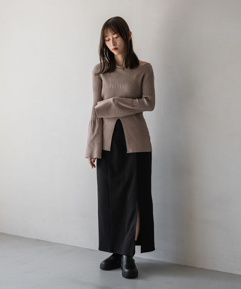 ASYMMETRY RIB KNIT / アシメランダムリブニット