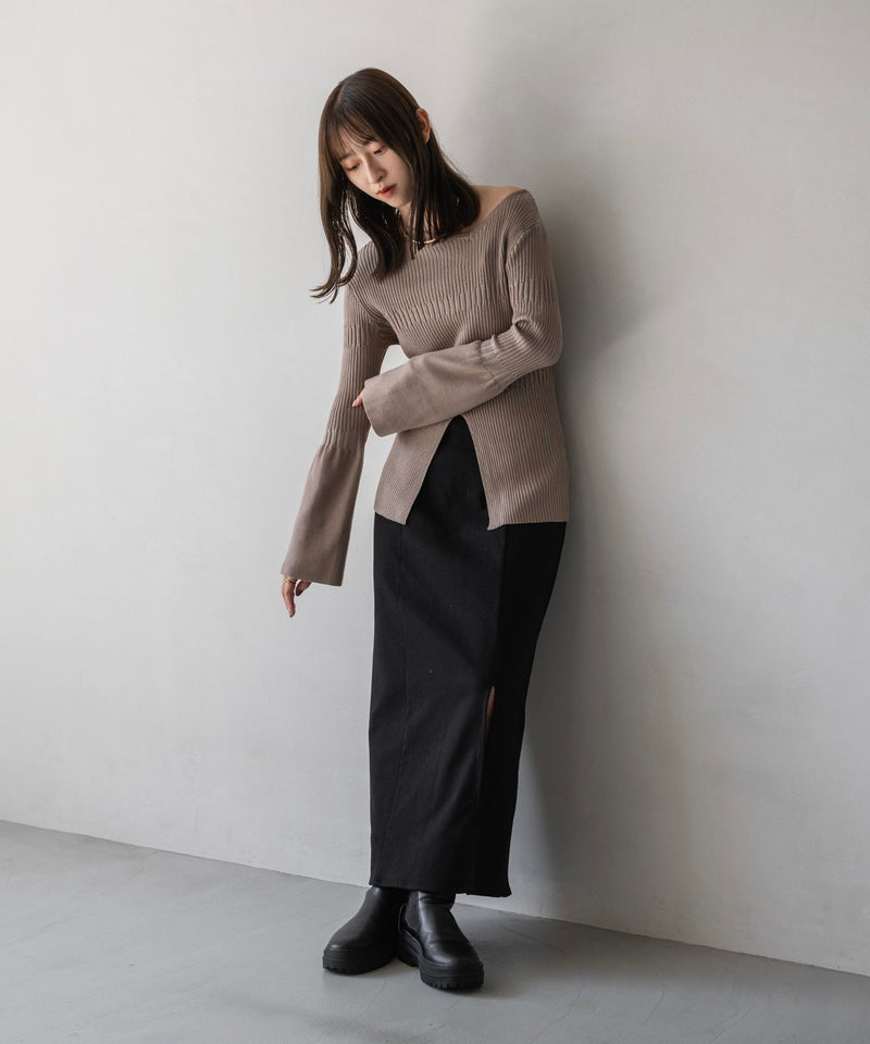 ASYMMETRY RIB KNIT / アシメランダムリブニット