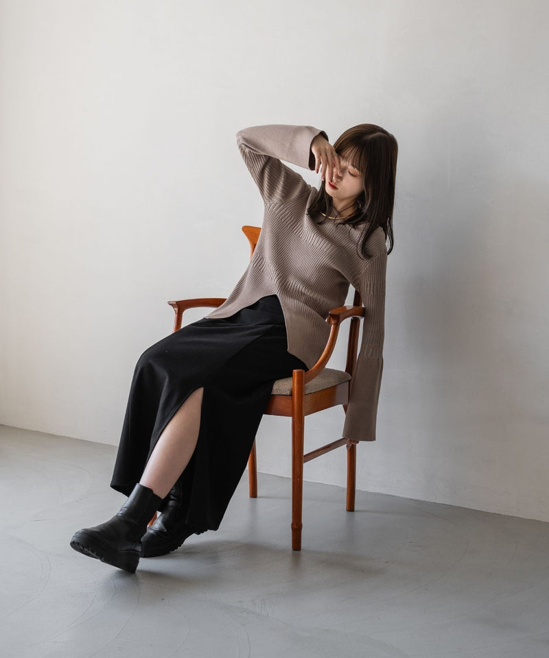 ASYMMETRY RIB KNIT / アシメランダムリブニット