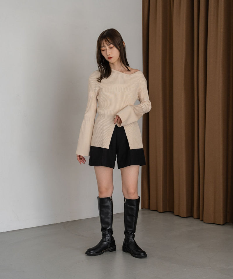 ASYMMETRY RIB KNIT / アシメランダムリブニット