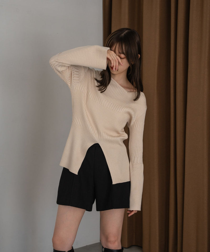 ASYMMETRY RIB KNIT / アシメランダムリブニット