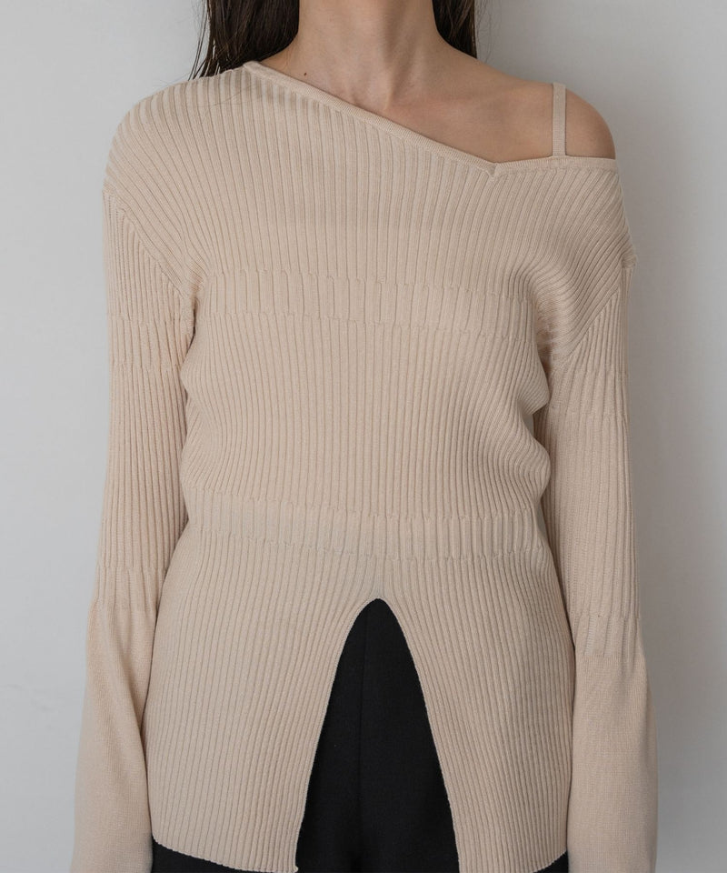 ASYMMETRY RIB KNIT / アシメランダムリブニット