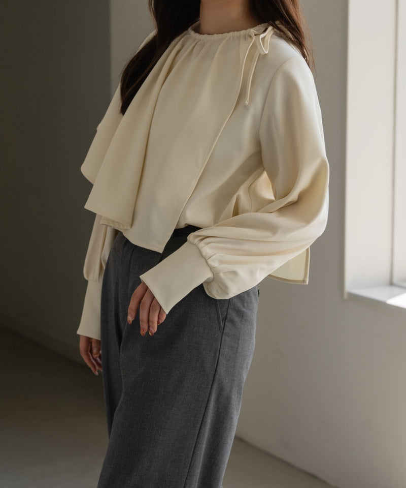 CAPE LAYERED BLOUSE / ケープレイヤードリボンブラウス