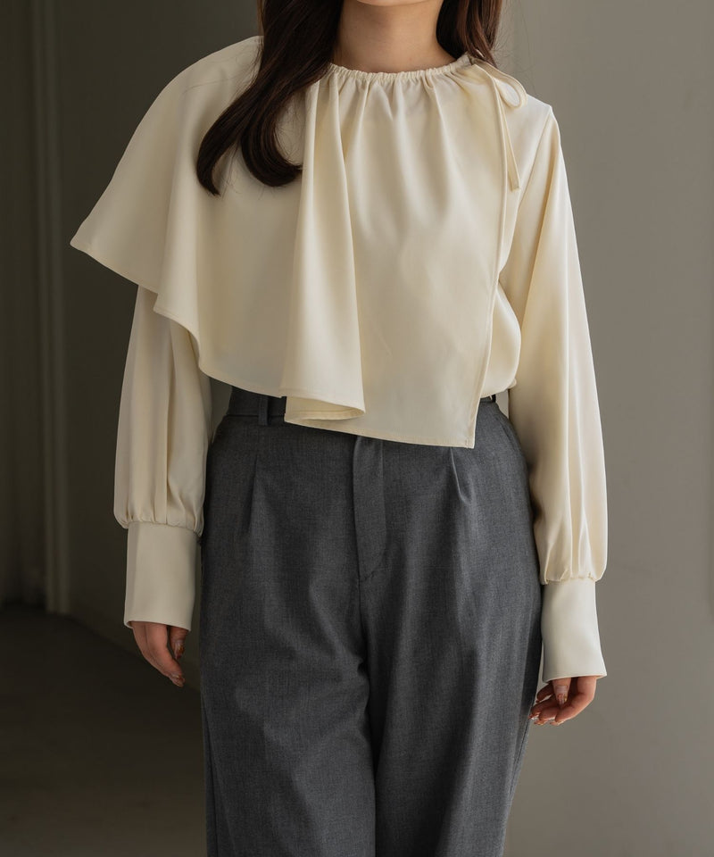 CAPE LAYERED BLOUSE / ケープレイヤードリボンブラウス