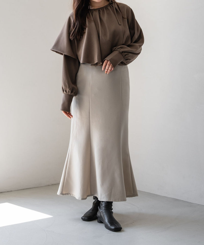 CAPE LAYERED BLOUSE / ケープレイヤードリボンブラウス