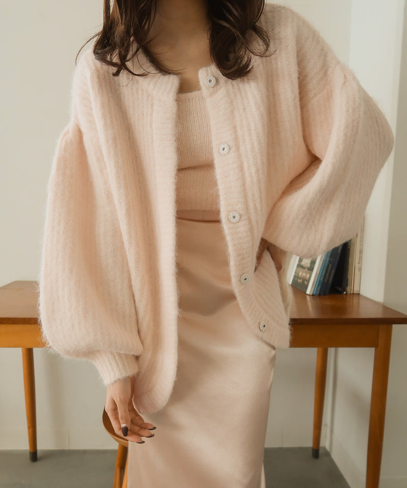 mideal volume sleeve cardigan × camisetblue - カーディガン/ボレロ