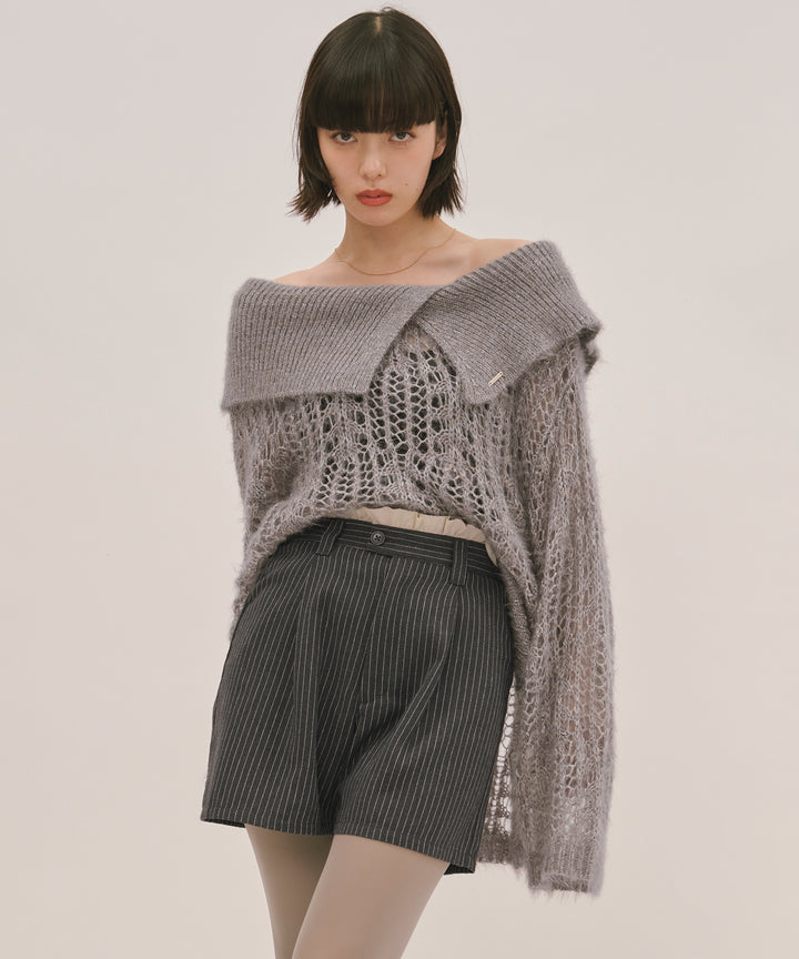 loin nuitロワンニュイ レースアップグリッターニット lace up glitter knit / レースアップグリッターニット（ニット