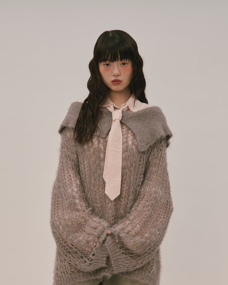 sheer collar knit / シアーカラーニット – favclo.