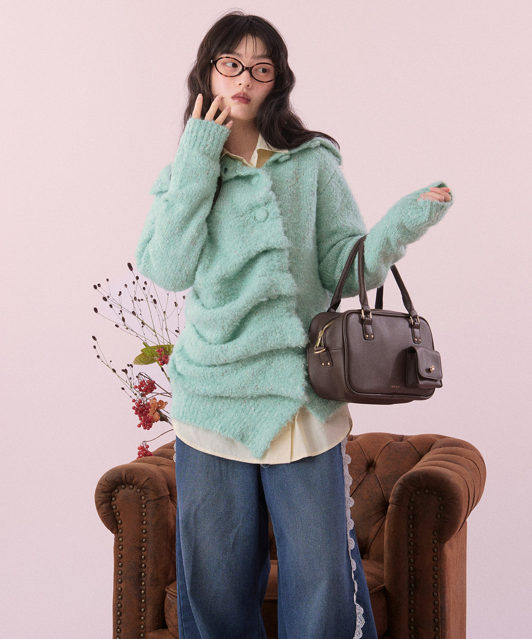 mix color asymmetry knit / ミックスカラーアシンメトリーニット