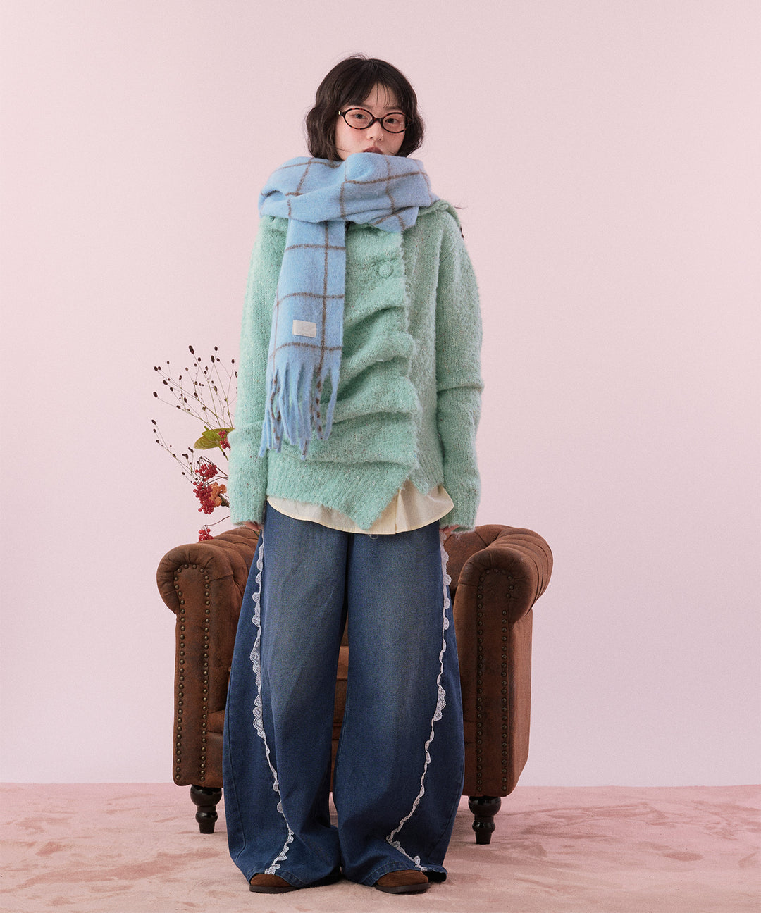 mix color asymmetry knit / ミックスカラーアシンメトリーニット