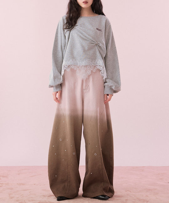 gradation studs wide pants / グラデーションスタッズワイドパンツ