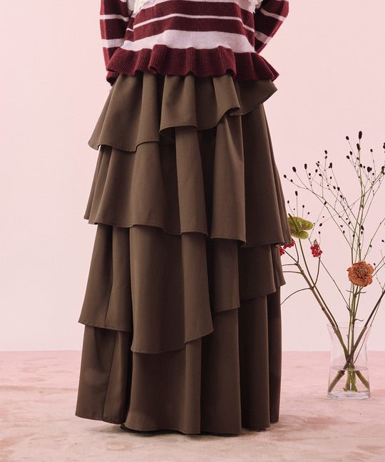 voluminous frill tiered long skirt / ボリュームフリルティアードロングスカート