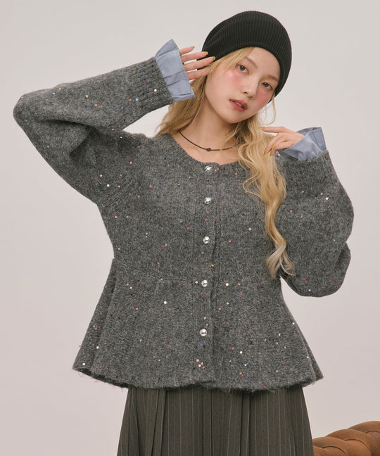 spangle peplum knit / スパンコールペプラムニット