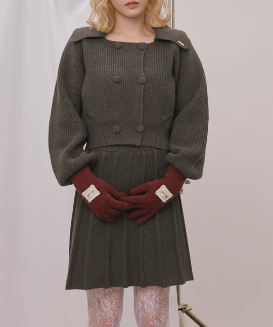 double short glitter knit cardigan / ダブルショートグリッターニットカーディガン