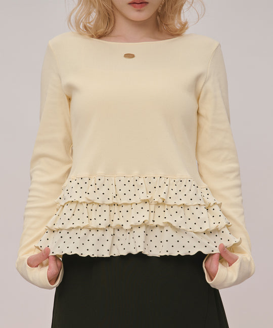 frill docking rib tops / フリルドッキングリブトップス