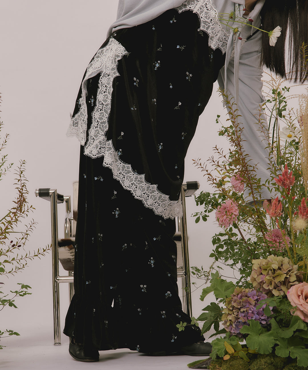 予約商品】velours assort lace cami onepiece / ベロアアソートレース