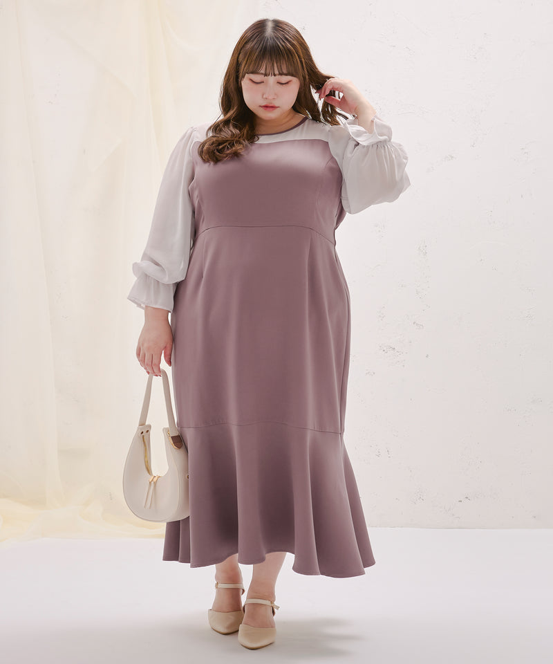 SHEER SWITCHIED MERMAID DRESS/シアー切り替えマーメイドワンピース