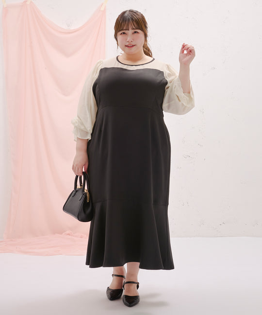 Valentine TIME SALE】SHEER SWITCHIED MERMAID DRESS/シアー切り替え