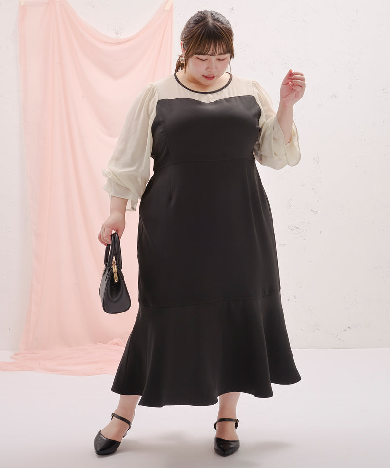 SHEER SWITCHIED MERMAID DRESS/シアー切り替えマーメイドワンピース