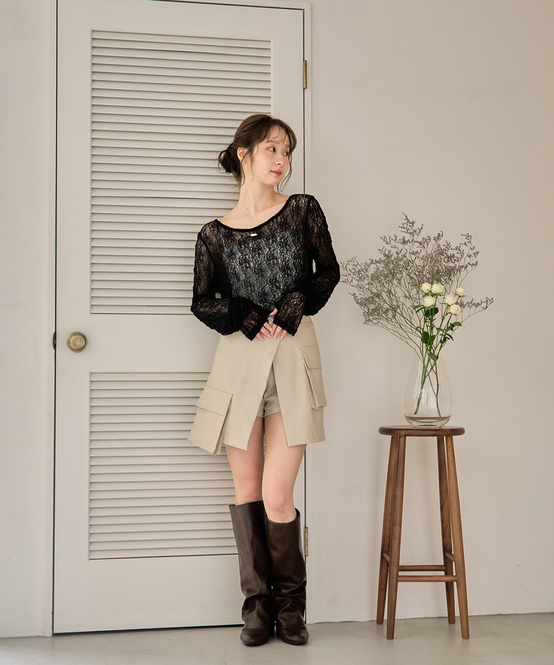 2way layered skirt pants / 2ウェイレイヤードスカパン