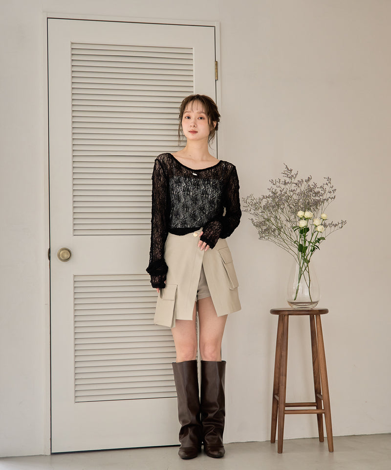 2way layered skirt pants / 2ウェイレイヤードスカパン
