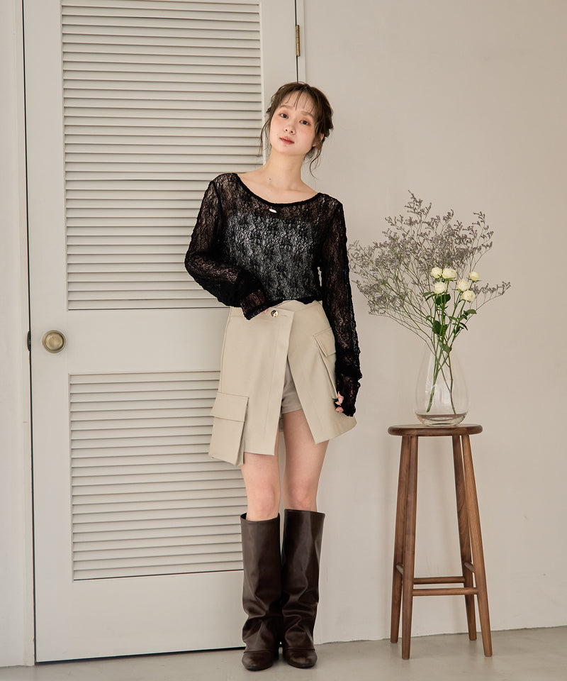 2way layered skirt pants / 2ウェイレイヤードスカパン