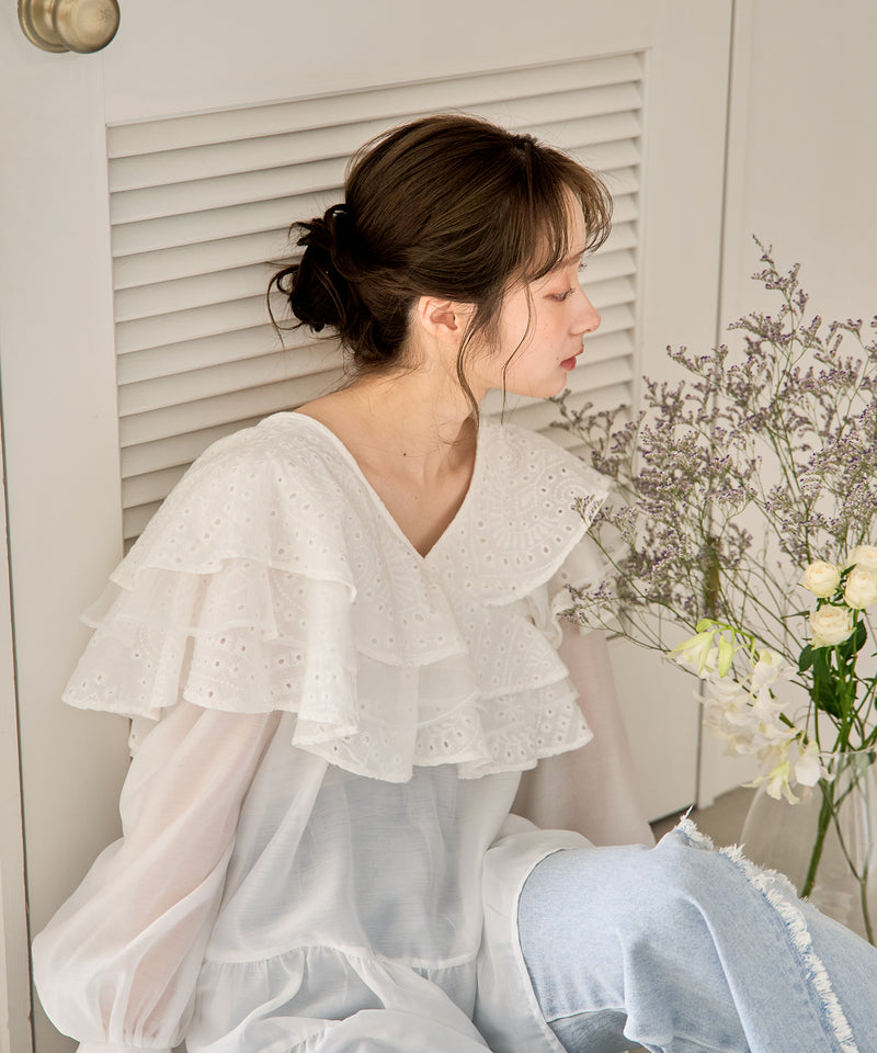 ruffle lace sheer tunic one piece / フリルレースシアーチュニックワンピース