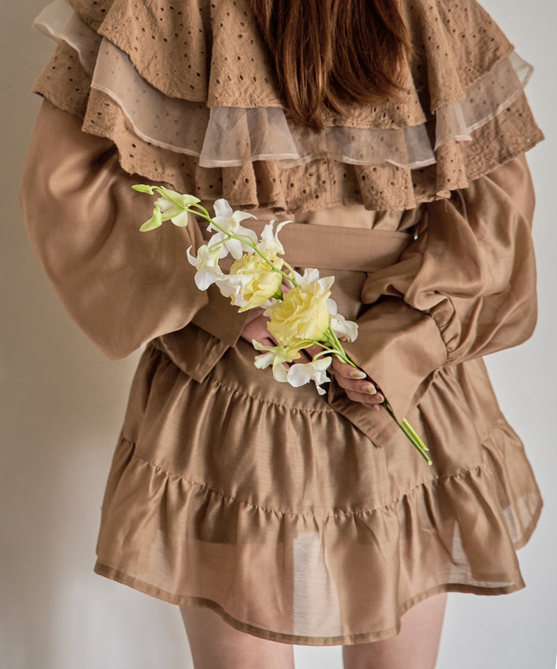 ruffle lace sheer tunic one piece / フリルレースシアーチュニックワンピース