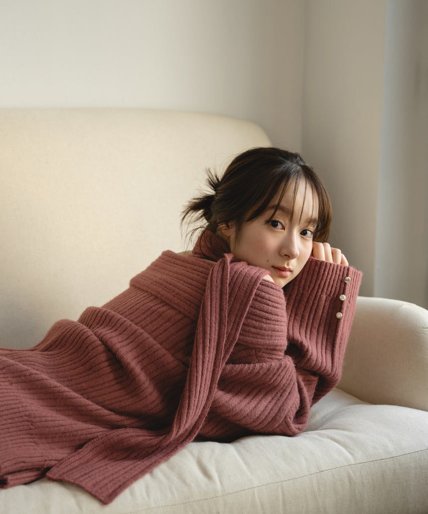 off shoulder choker knit / オフショルダーチョーカーニット – favclo.