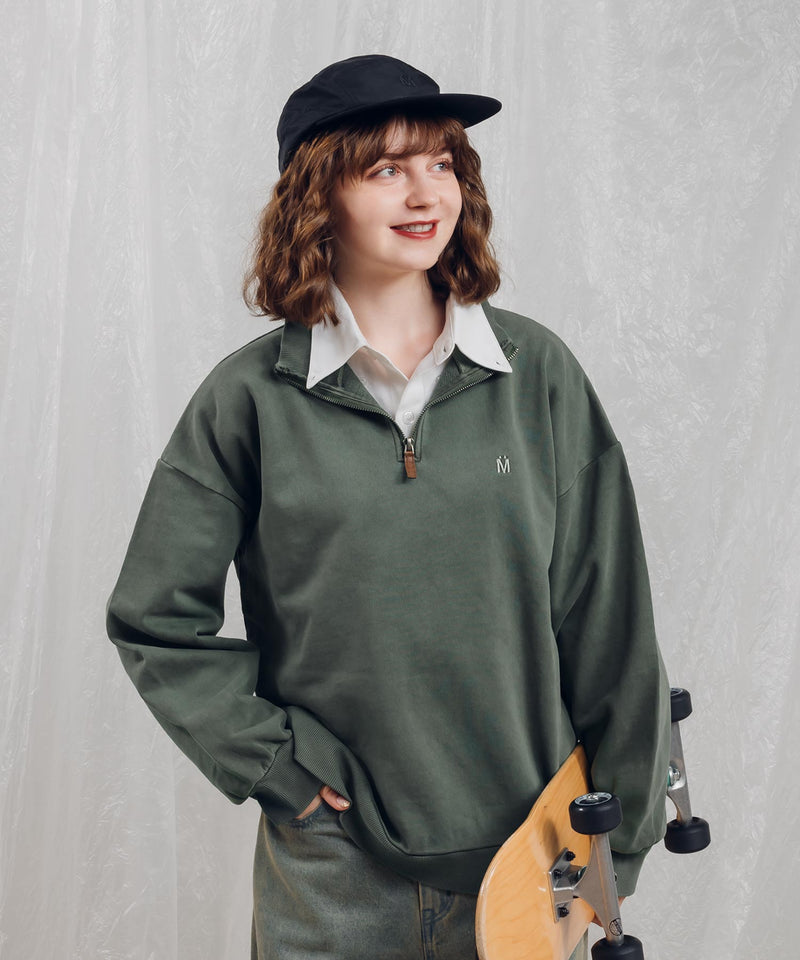 【一部予約商品】HALF ZIP PIGMENT SWEAT ※12月下旬予定