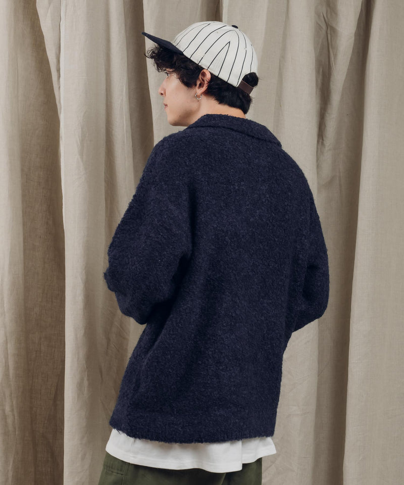HALF ZIP BOUCLE KNIT